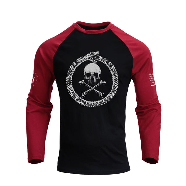 SNAKE SKULL RAGLAN GRAPHIC LONG SLEEVE T-SHIRT