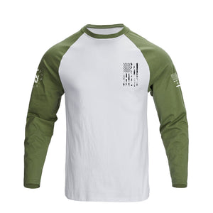 CAMISETA DE MANGA LARGA RAGLÁN CON GRÁFICO DE CRUZ Y BANDERA DE EE. UU.