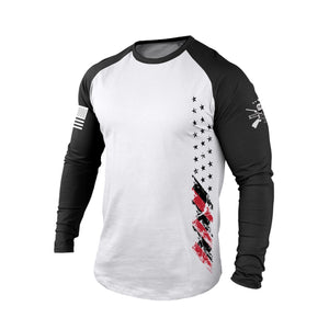 CAMISETA DE MANGA LARGA RAGLÁN CON GRÁFICO DE LA BANDERA DE EE. UU.