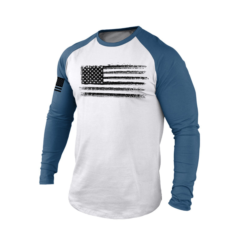 USA FLAG RAGLAN GRAPHIC LONG SLEEVE T-SHIRT