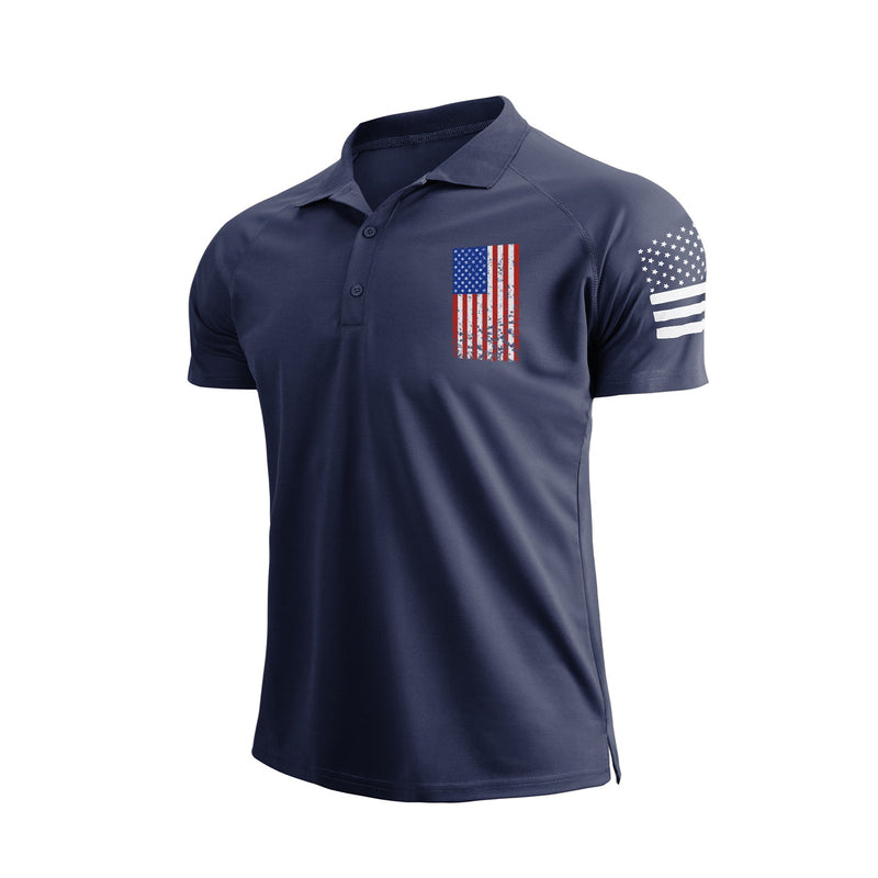 USA FLAG RAGLAN GRAPHIC POLO SHIRT