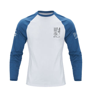 CAMISETA DE MANGA LARGA RAGLÁN CON GRÁFICO DE CRUZ Y BANDERA DE EE. UU.