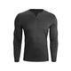 ESSENTIALS BUTTON V-NECK QUCIK DRY MOISTURE WICKING LONG SLEEVE HENLEY SHIRT