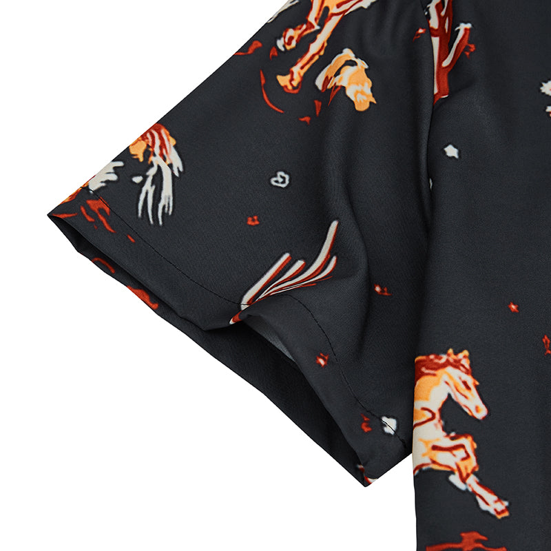 CLASSIC WESTERN HORSE PRINTED ALOHA SHIRT