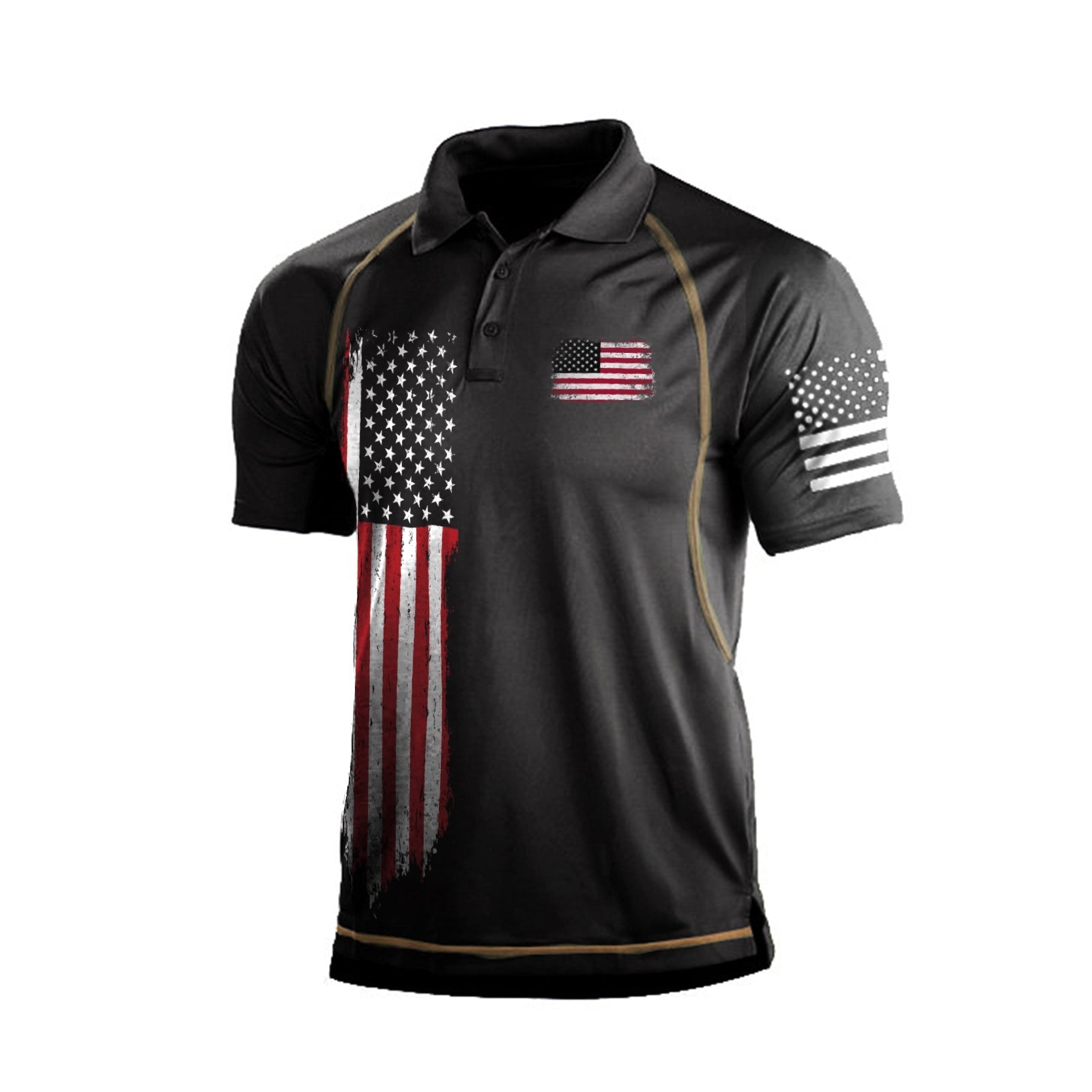 USA FLAG RAGLAN GRAPHIC POLO SHIRT