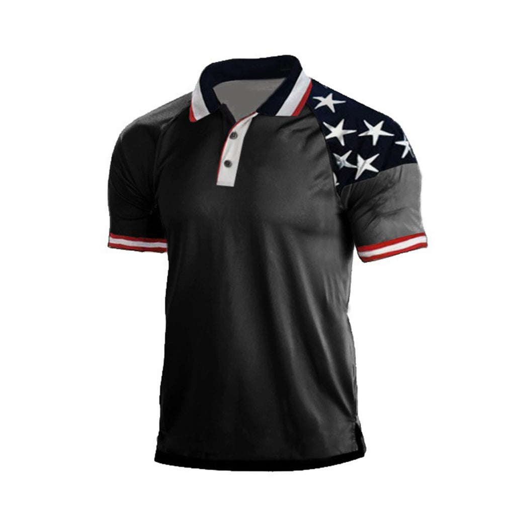 Patriotic Collared Shirts For Men | USA Flag Raglan Graphic Polo Shirt