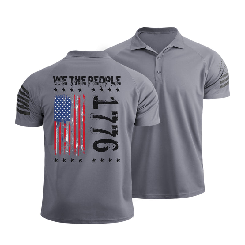 1776 USA FLAG RAGLAN GRAPHIC POLO SHIRT