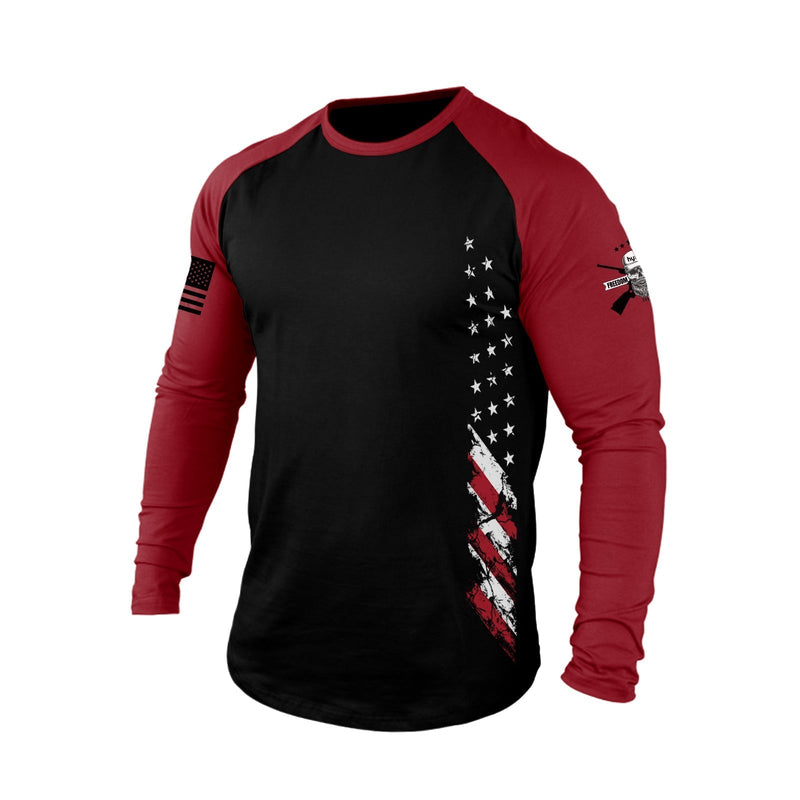 USA FLAG  RAGLAN  GRAPHIC  LONG SLEEVE T-SHIRT