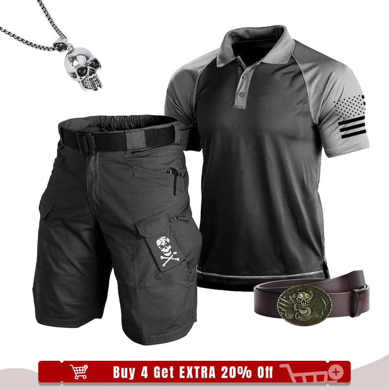 TACTICAL MULTI POCKETS 11'' INSEAM PERFORMANCE CARGO SHORTS WITHOUT BUCKLE BELT