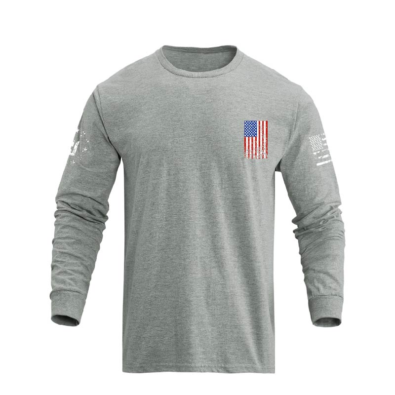 USA FLAG CROSS GRAPHIC LONG SLEEVE T-SHIRT