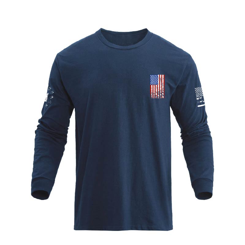 USA FLAG CROSS GRAPHIC LONG SLEEVE T-SHIRT