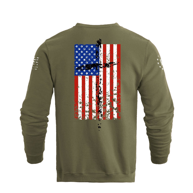 USA FLAG CROSS SWEATSHIRT