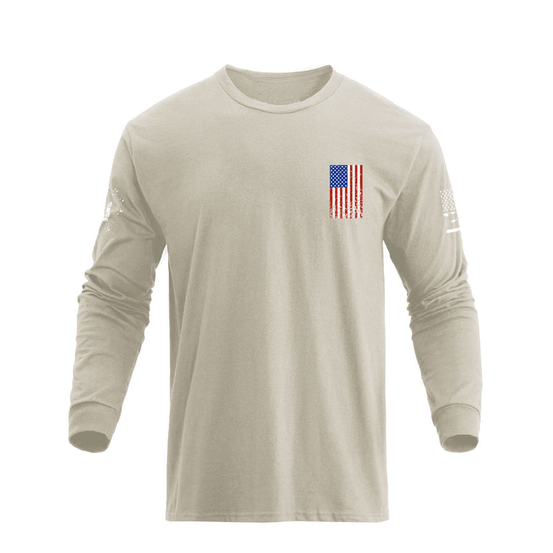 USA FLAG CROSS GRAPHIC LONG SLEEVE T-SHIRT