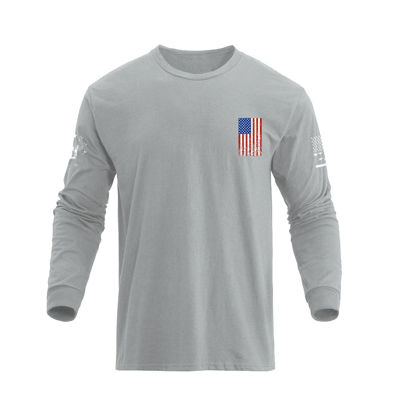 USA FLAG CROSS GRAPHIC LONG SLEEVE T-SHIRT