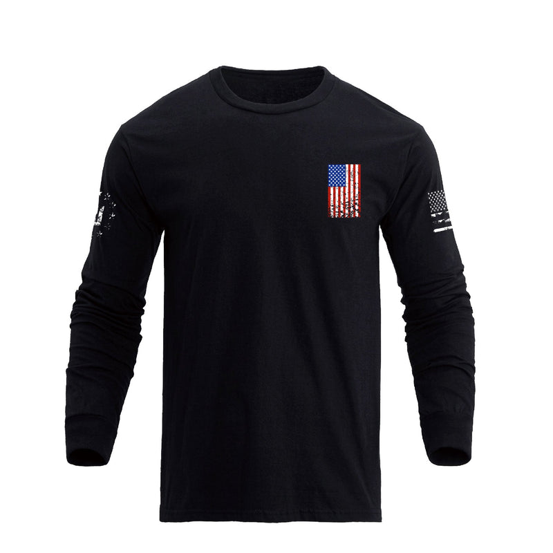 USA FLAG CROSS GRAPHIC LONG SLEEVE T-SHIRT