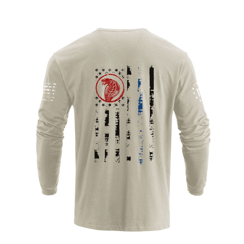 USA FLAG SNAKE GRAPHIC LONG SLEEVE T-SHIRT