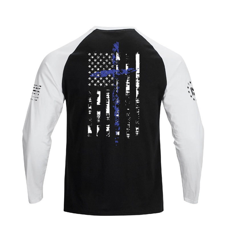 USA FLAG CROSS RAGLAN GRAPHIC LONG SLEEVE T-SHIRT