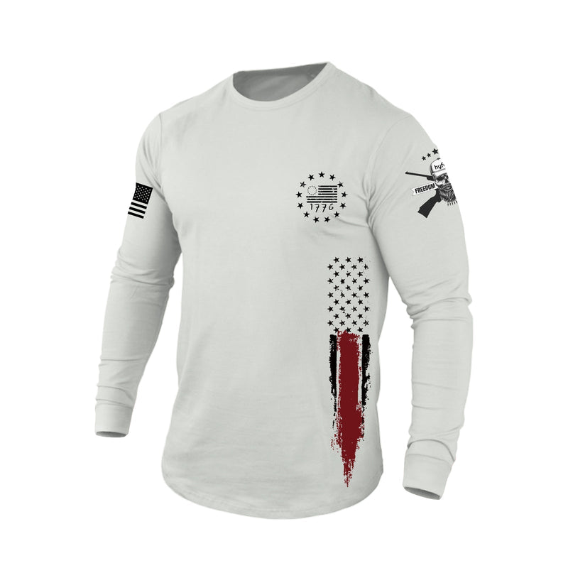 1776 USA FLAG 100% COTTON  BREEZY GRAPHIC LONG SLEEVE T-SHIRT