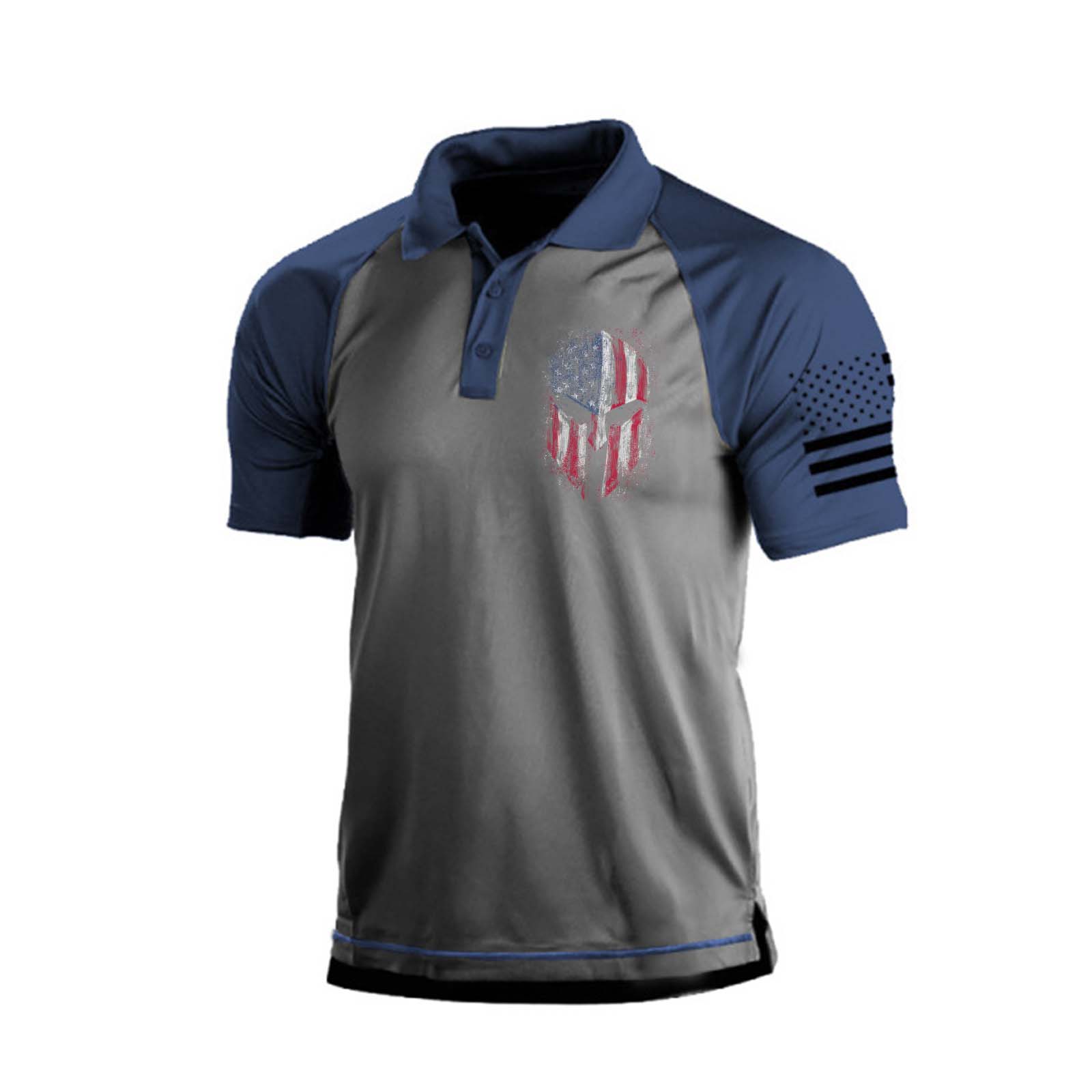 USA FLAG SPARTAN RAGLAN GRAPHIC POLO SHIRT