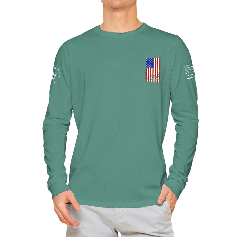 USA FLAG CROSS GRAPHIC LONG SLEEVE T-SHIRT